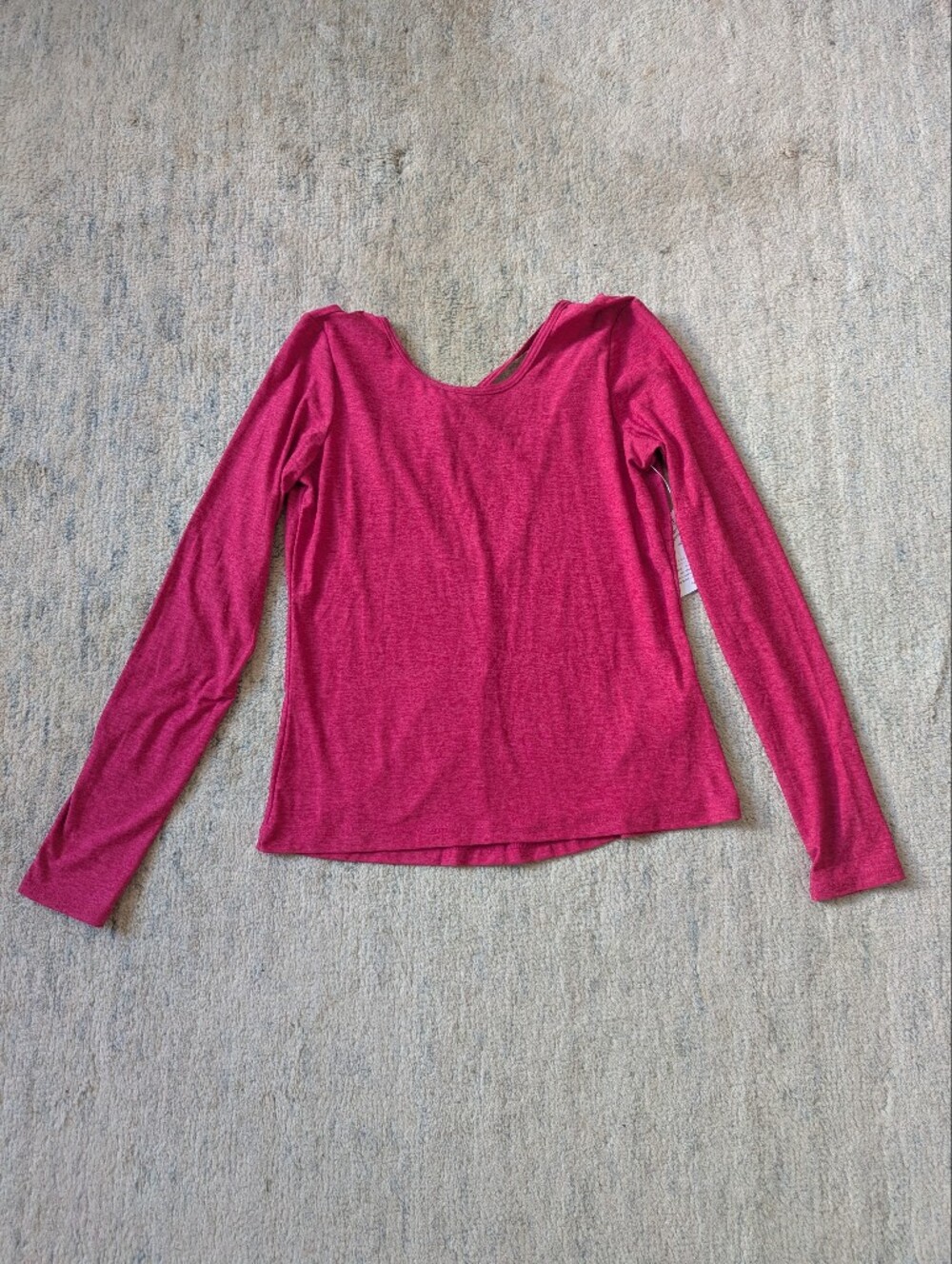 Beyond Yoga Long Sleeve Back Cut Out Scoop Neck Top - Heathered Cranberry